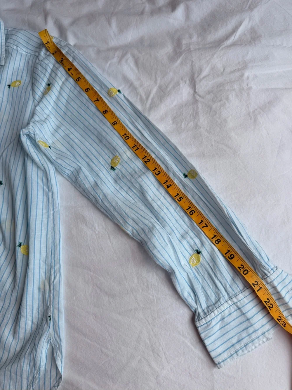 LOFT White Top with Light Blue Stripe